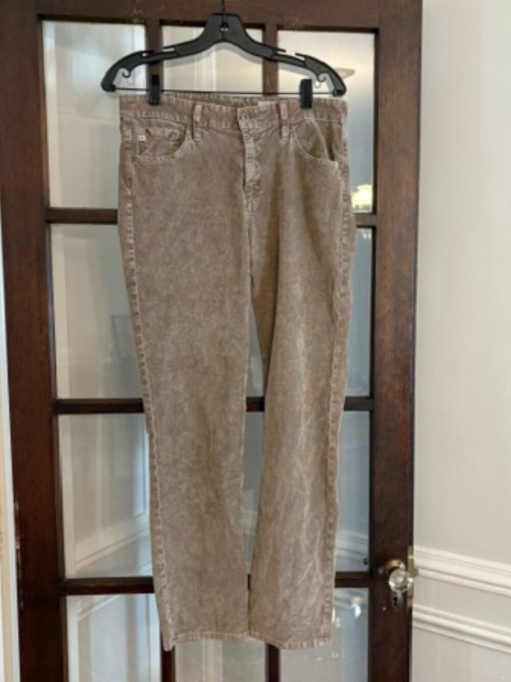 AG Adriano Goldschmied Mari High Rise Slim Straight Tan Corduroys, Size 30